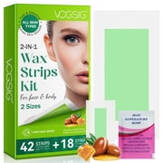 Hair Removal Wax Kit Strips, with Shea Butter & Beeswax, Nourishes & Soothes the Skin, 60Pcs