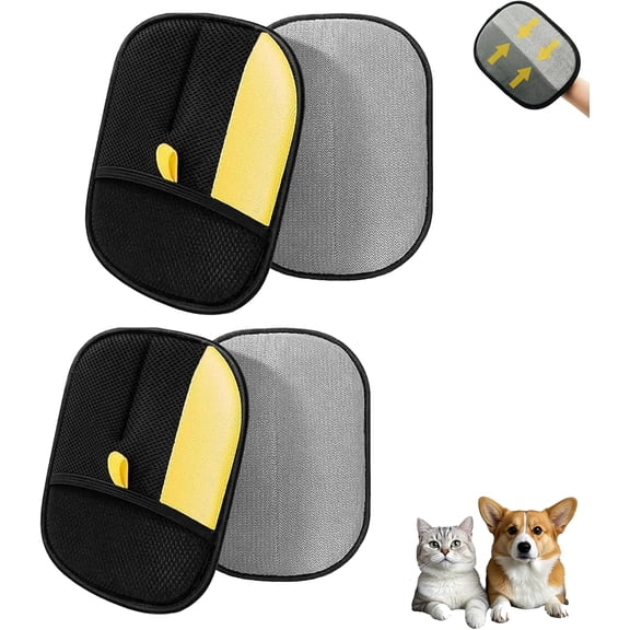 Hair Remover - Electrostatic Hair Removal Glove for Cats & Dogs - Reusable Washable Magic Brush for Couch, Clothing, Carpet, Furniture, Car Seats (Yellow)