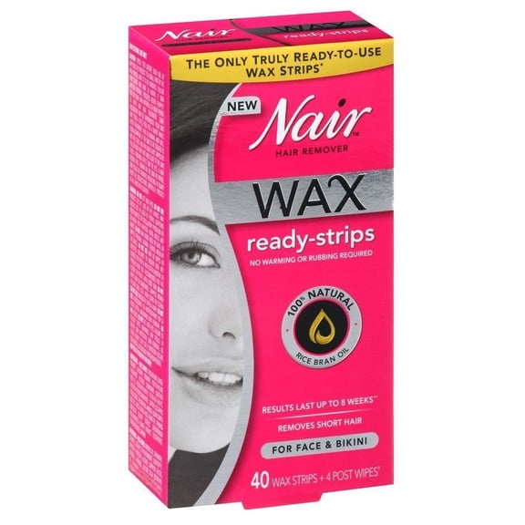 Hair Remover Face and Bikini Wax Ready Strips, 40 Count + 4 Post Wipes (Pack of 3)