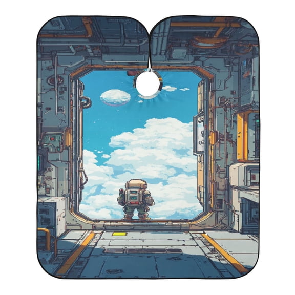 "Hair-Resistant" Barber Cape: Your Shield Against Stray Strands. A Space Station