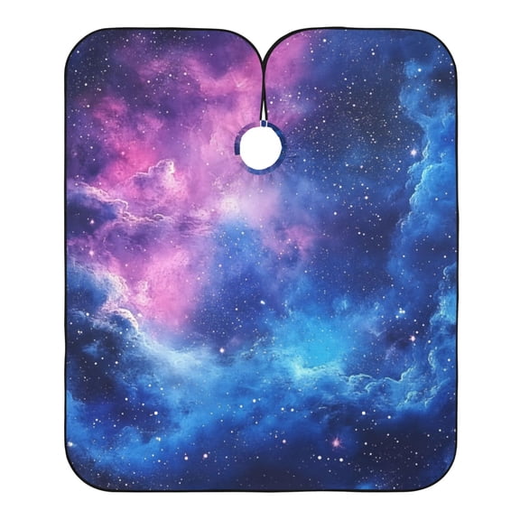 "Hair-Resistant" Barber Cape: Your Shield Against Stray Strands. Brilliant Pink Blue Galaxy