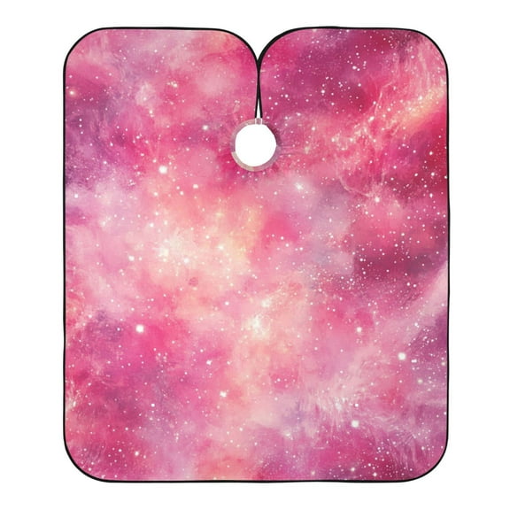 "Hair-Resistant" Barber Cape: Your Shield Against Stray Strands. Brilliant Pink Galaxy