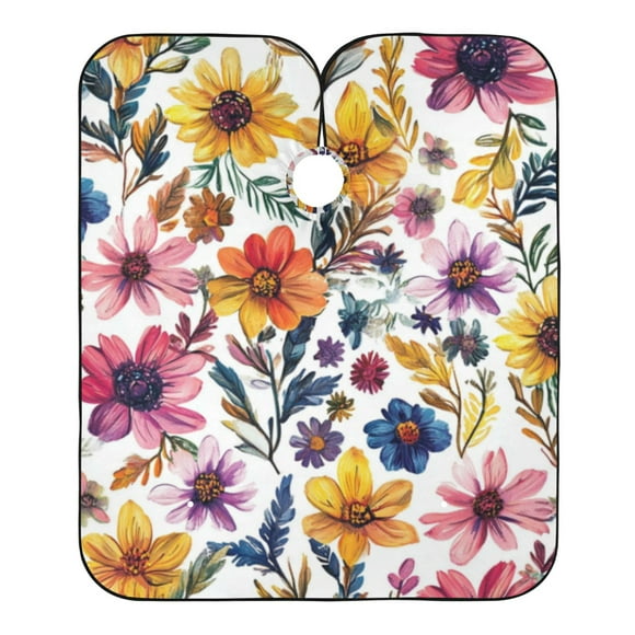 "Hair-Resistant" Barber Cape: Your Shield Against Stray Strands. Colorful Pretty Flowers Seamless