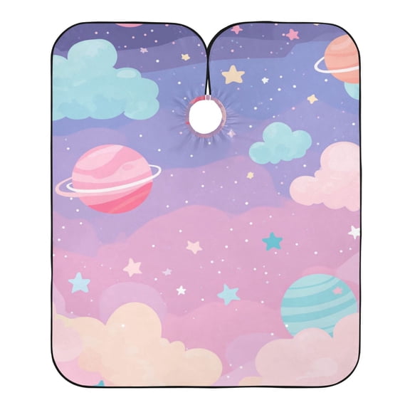 "Hair-Resistant" Barber Cape: Your Shield Against Stray Strands. Cute Cartoon Pastel Space