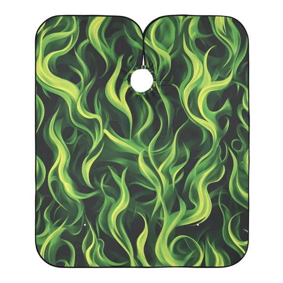 "Hair-Resistant" Barber Cape: Your Shield Against Stray Strands. Green Blaze Pattern