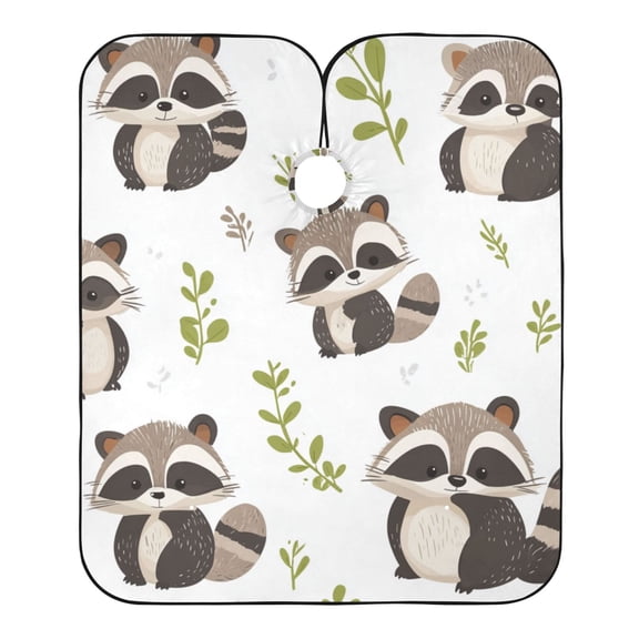 "Hair-Resistant" Barber Cape: Your Shield Against Stray Strands. Lovely Cartoon Raccoon