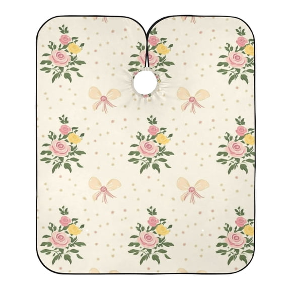 "Hair-Resistant" Barber Cape: Your Shield Against Stray Strands. Pink and Yellow Roses
