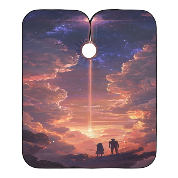 "Hair-Resistant" Barber Cape: Your Shield Against Stray Strands. Two People