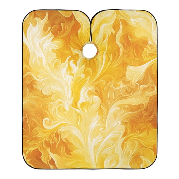 "Hair-Resistant" Barber Cape: Your Shield Against Stray Strands. Yellow Flames Pattern