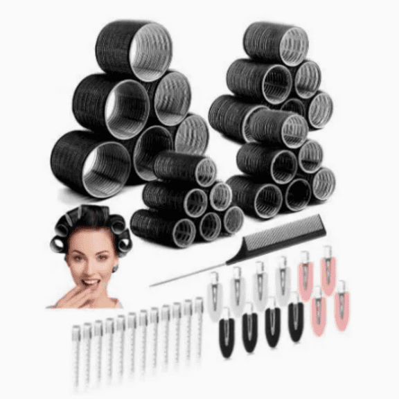 Hair Rollers Curlers,49pcs Set Heatless Velcro Rollers includes 24 Rollers with 24 Clips, 1 Comb