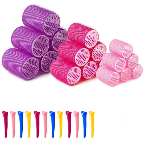 Hair Rollers for Long Hair Curlers Rollers Set of 50, 12 Clips - Large Hair Rollers for Long Hair - Roller Set Hair Rollers with Clips - Self Grip Hair Rollers, 3 Size