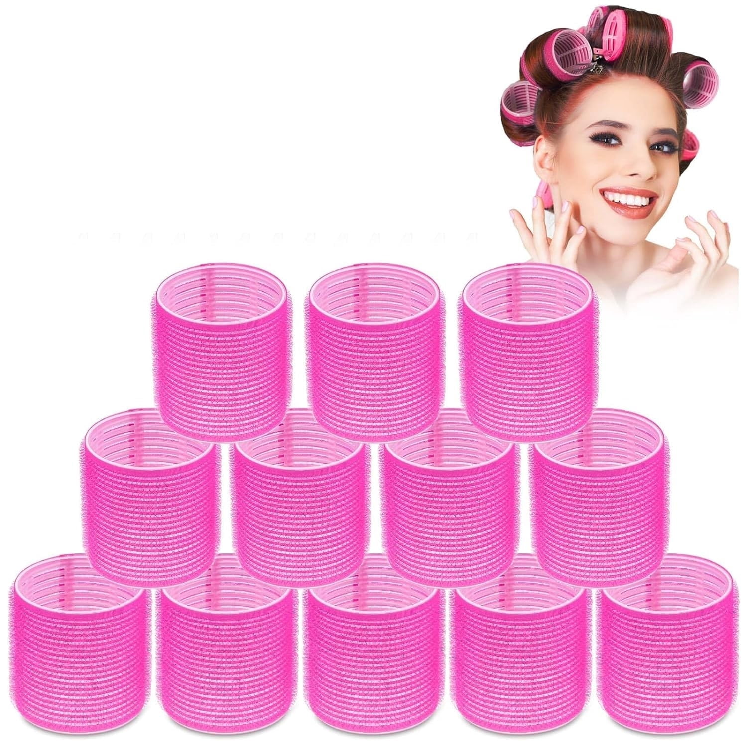Topboutique 12 Pack Self Grip Hair Rollers, Wave Bangs DIY Curling Tool ...