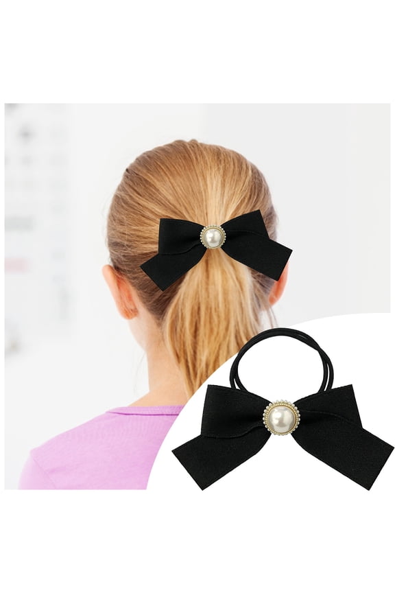 French Elegant Pearl Bow Knot Hair Band Rope Fashion Retro Versatile Headwear Accessories For Women