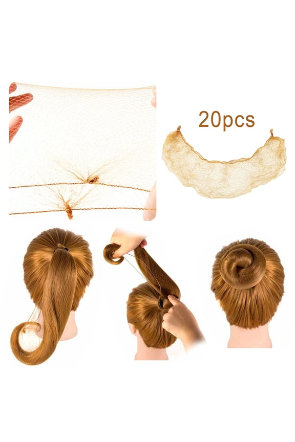 Hair Rope Individual Packed 20Pcs Elastic Mesh Hair for Women Buns Ballet Cooking Light Brown 20 Inches