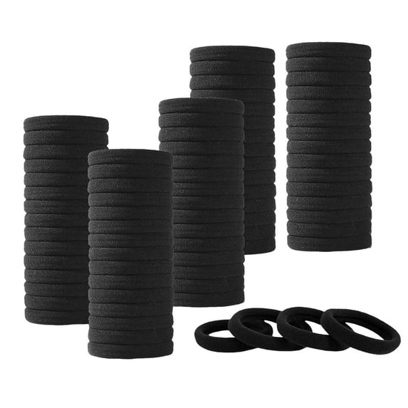 Hair Rope Seamless Hair Ties for Thick Heavy and Curly Hair | 1 Pcs Black Elastic Ponytail Holders for Women Men Girls 100PCS