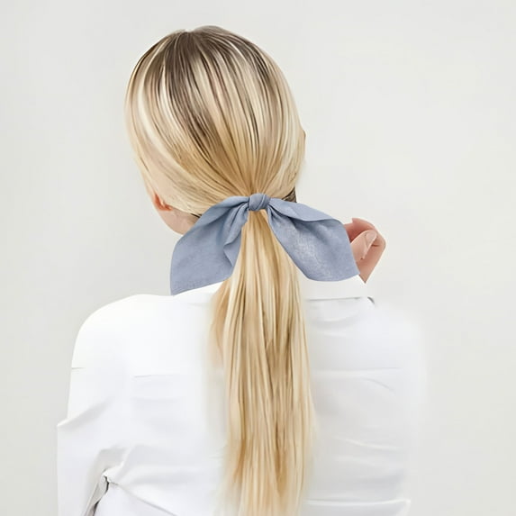 Hair Accessory Holder Solid Color Flower Hair Band Crafted in Satin with Streamer and Large Rabbit Ear Hair Tie for Everyday Style