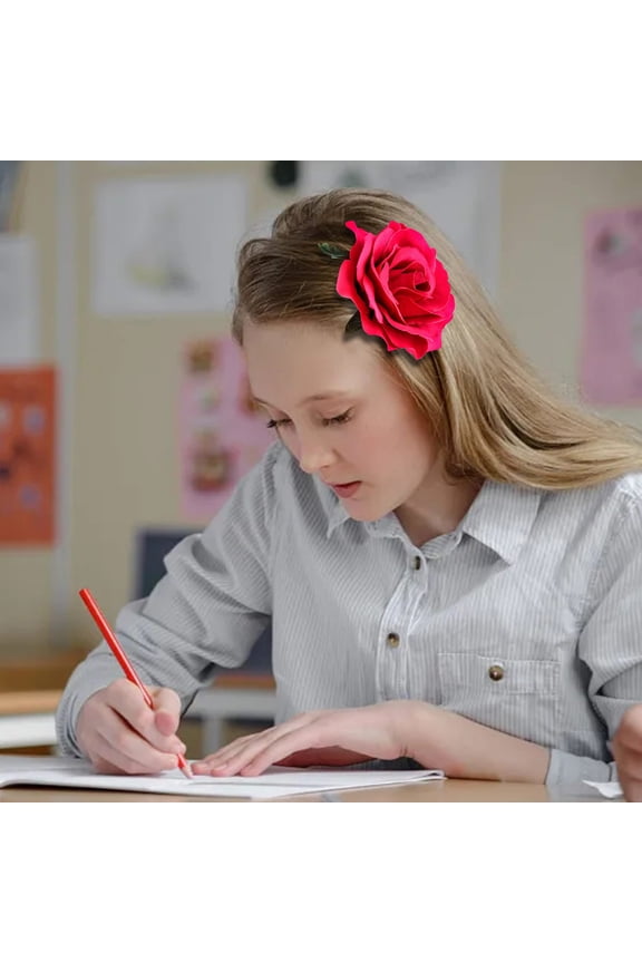 Hair - Rose Flower Elegant Floral Hairpins Boho Rose Hair Accessories for Women Girls Lady Bridal Hair Hair Accessories for Thick Fine Hair, 10 cm, Hot Pink
