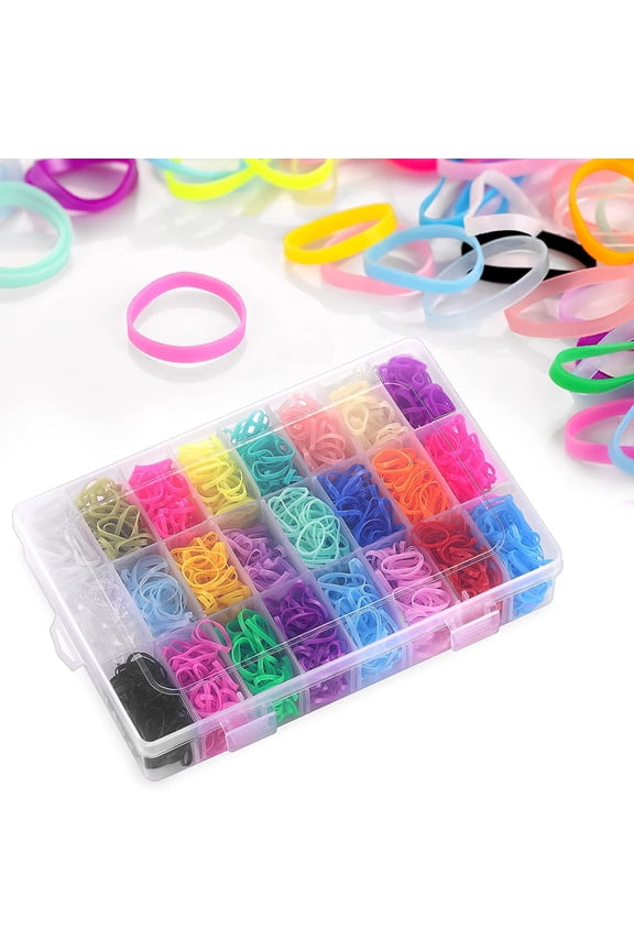 Hair Rubber Bands, 1500 Pcs Small Elastic Hair Ties with Organizer Box Colorful Hair Ties for Girls, Mini Kids Hair Elastics Baby Hair Ties for Thin or Thick Hair (24 Colors)