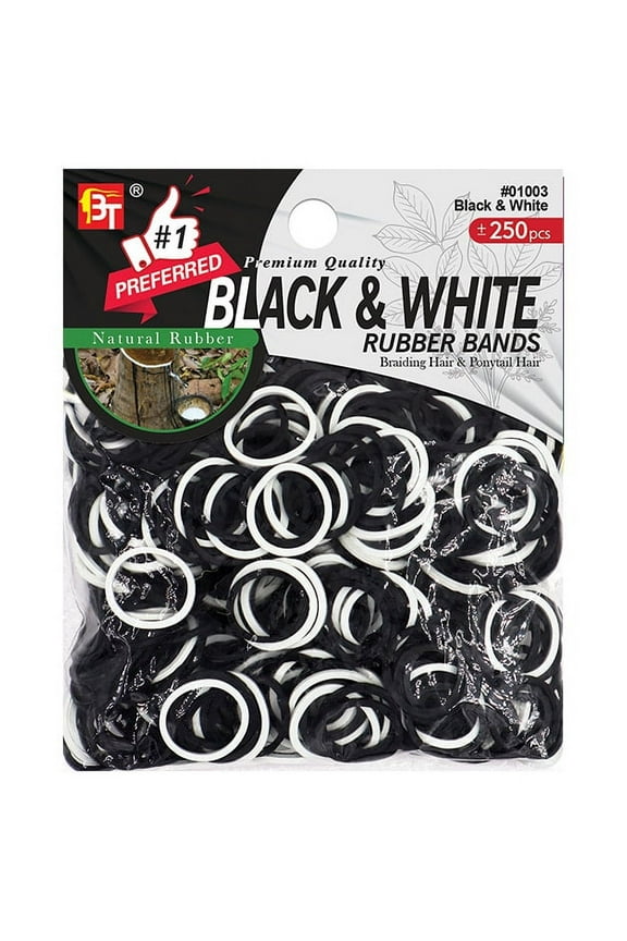 Hair Rubber Bands Black And White, 250/PK