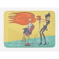 thumbnail image 1 of Hair Salon Bath Mat, Funny Cartoon Illustration of Day in Beauty Salon Hairdresser with Blow Dryer, Plush Bathroom Decor Mat with Non Slip Backing, 29.5" X 17.5", Multicolor, by Ambesonne, 1 of 2
