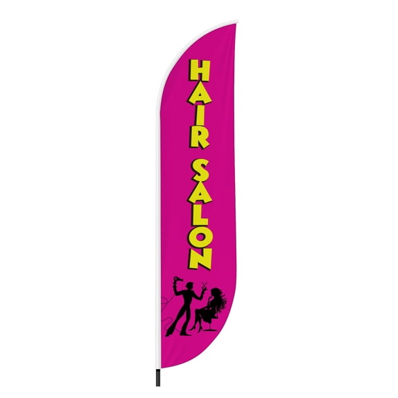 Hair Salon Feather Flag(11.5Feetx2.5Feet) By Dreamcontroller | Outdoor Business Advertising Tall Flag | Weather-Resistant Knitted Swooper Flag | Made In Usa | Hd Print (Flag Only)