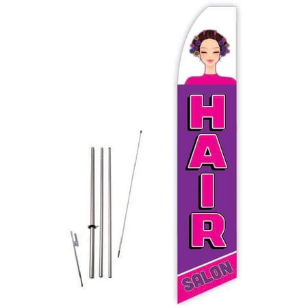 Hair Salon Magenta Super Novo Flag - Complete with 15ft Pole Set and Ground Spike
