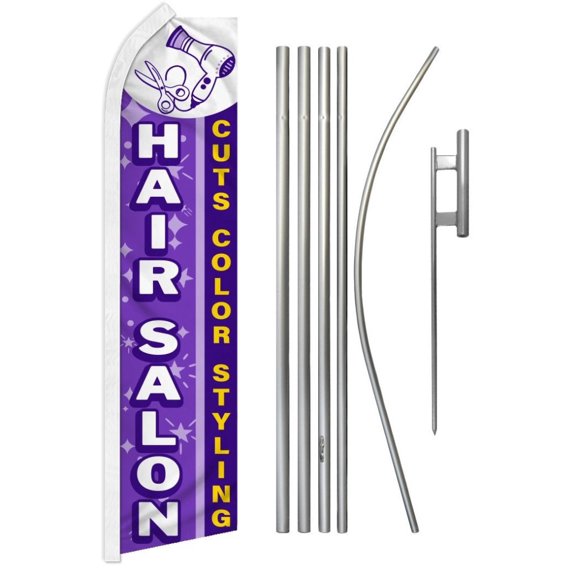 Hair Salon (Purple) Super Flag & Pole Kit