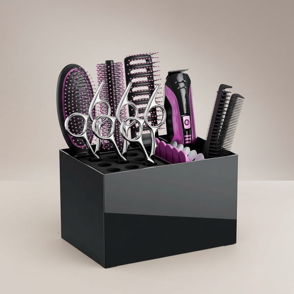 Hair Salon Scissor Holder Box, Shear Holder for Stylist, Professional Hairdressing Scissors Rack Barber Organizer Box for Storage Combs Clips Brushes Holder, Barber Supplies Shear Case