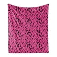 thumbnail image 1 of Hair Salon Soft Flannel Fleece Throw Blanket, Beauty Salon Concept Hairdo Vented Brush Combs Mirrors Scissors, Cozy Plush for Indoor and Outdoor Use, 50" x 70", Hot Pink and Black, by Ambesonne, 1 of 6