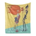 thumbnail image 1 of Hair Salon Soft Flannel Fleece Throw Blanket, Funny Cartoon Illustration of Day in Beauty Salon Hairdresser with Blow Dryer, Cozy Plush for Indoor and Outdoor Use, 70" x 90", Multicolor, by Ambesonne, 1 of 5