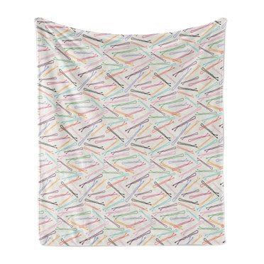 Hair Salon Soft Flannel Fleece Throw Blanket, Retro Style Vintage Hair Pin Colorful Bobby Pin on Funky Backdrop, Cozy Plush for Indoor and Outdoor Use, 70" x 90", Multicolor, by Ambesonne
