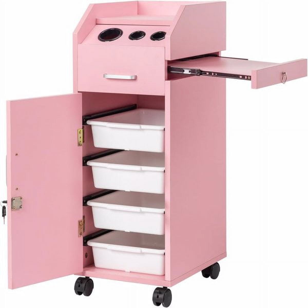 Hair Salon Storage Cart with Wheels Hair Dryer Holders