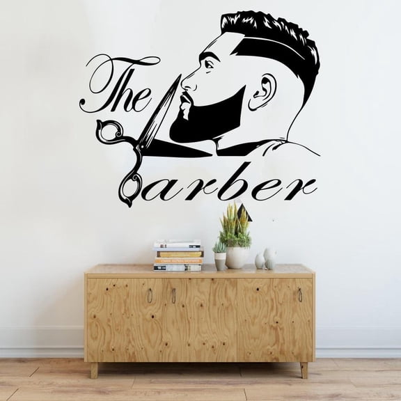 Hair Salon Wall Decal Men Haircut Barber Shop Window Wall Stickers Barber Shop Decoration Design Vinyl Removable Wallpaper 70x57cm