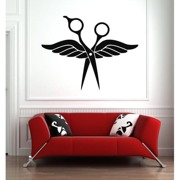 Hair Salon Wall Decal Window Decals Art Tools Scissors Barber Beauty Salon Stylist Wall Stickers Removable Waterproof 42x54cm