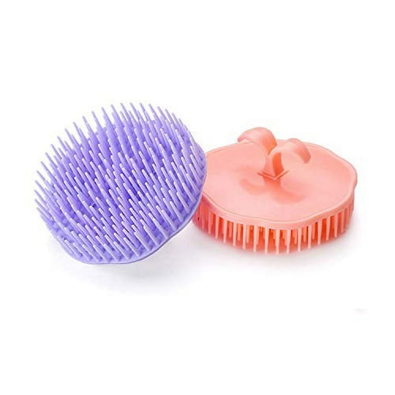 Hair Scalp Brush Dandruff Cleaning Brush Shower Scalp Shampoo Brush Scalp Massager Pack of 2 (Orange and Violet)
