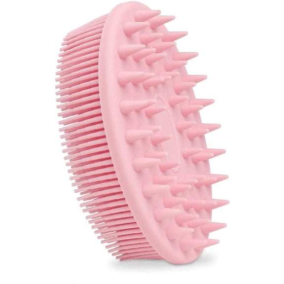 Hair Scalp Massager Shampoo Brush Body Scrubber, 2 in 1 Silicone Body Bath Brush&Scalp Scrubber, Dual-use Remove Dandruff & Shower Brush, Soft Bristles Care for Men, Women, Kids, Pets-Pink 1 Pack