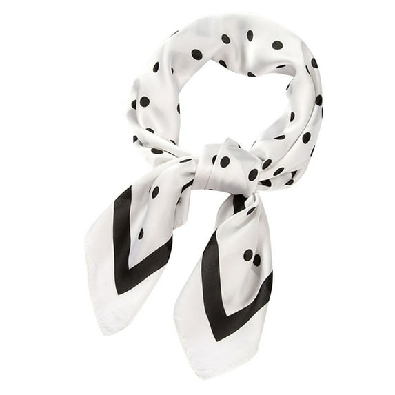 Hair Scarf! Audhol Women Polka Dot Square Scarf Ribbon Scarves Kerchief Neck Scarf 70X70Cm Bag Scarf White A