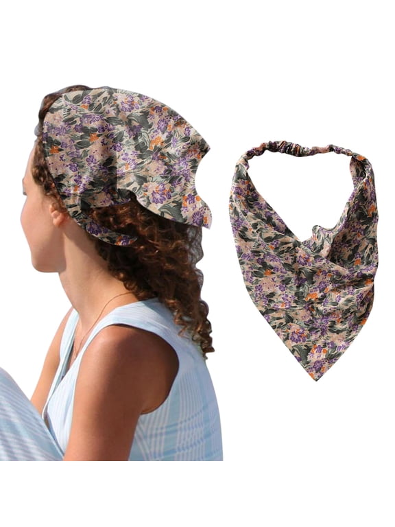 Hair Scarf Headband for Women qinhaie Soft Triangle Head Scarf for Women, Floral or Boho Hair Bandana, Breathable Non-Slip Head Wrap for Daily Wear G Visor Hats One Size