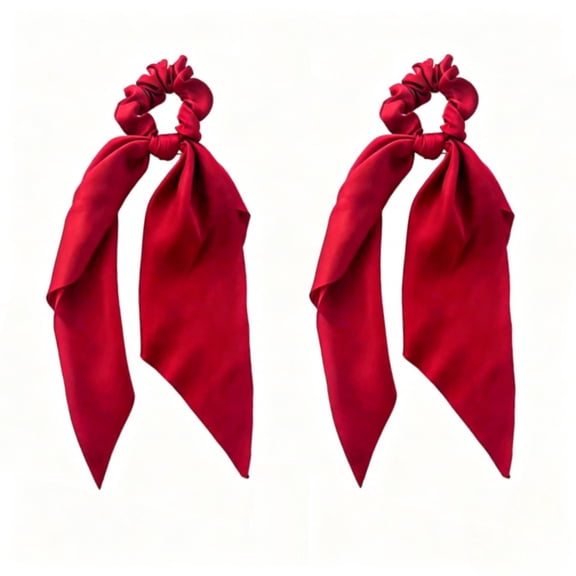 Hair Scarf Scrunchie for Women 2 Pcs Bow Elastic Hair Tie Red for Accessories