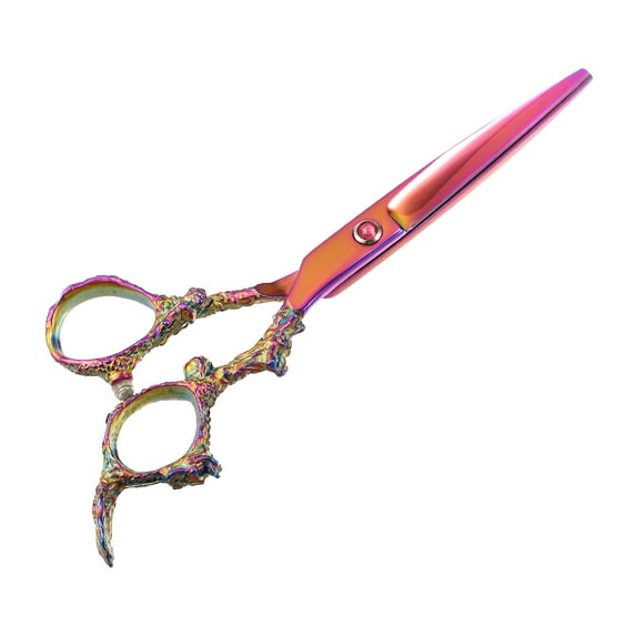 Unique Bargains Hair Scissors Hair Cutting Scissors Stainless Steel Razor Hair Trimming Scissors 6.5" Long Pink