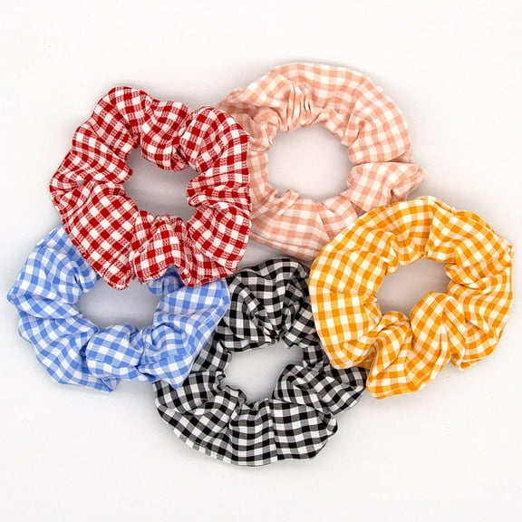 Hair Scrunchies for Girls Plaid Hair Scrunchies Cotton Fabric Elastic Hair Ties Ropes Scrunchies for Women, Great Gift for Birthday, Party, Christmas, 5 Pack