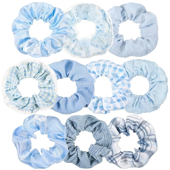 Hair Scrunchies Satin Silk Fluffy Fuzzy Flower Plaid Bubble Hairties Elastic Hair Accessories