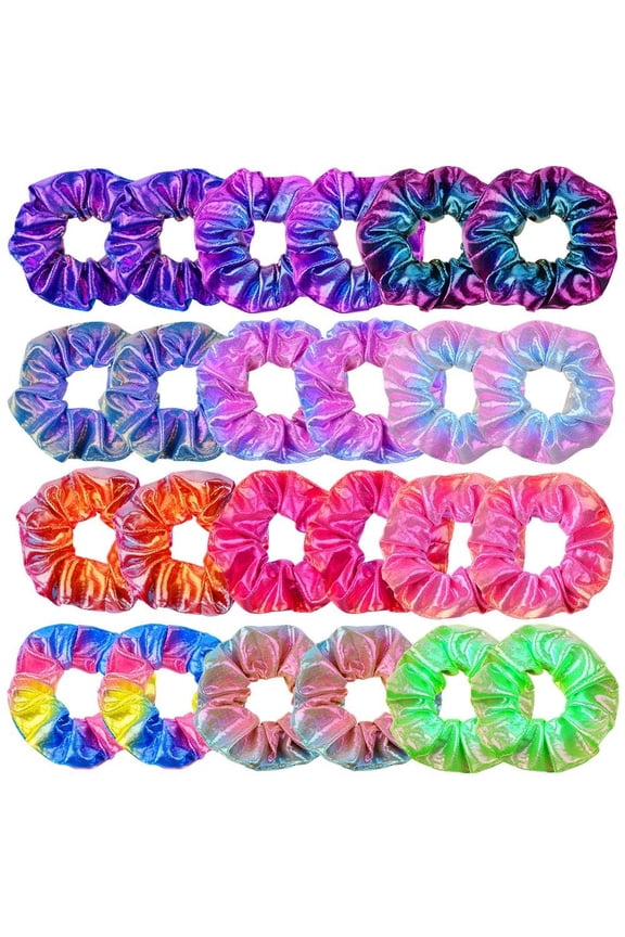 Hair Scrunchies Shiny Metallic Elastic Hair Bands Scrunchy Hair Ties Ponytail Holder with a Gift Bag