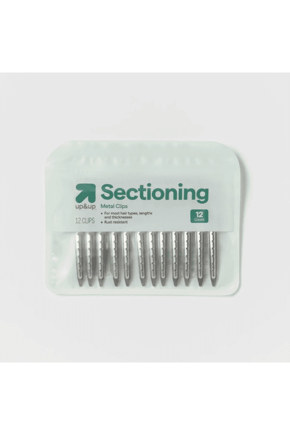 Hair Sectioning Metal Hair Clips - 12pk - Silver