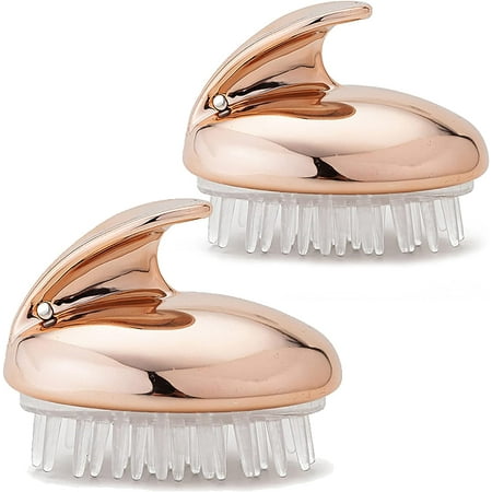 Hair Shampoo Brush, Scalp Care Hair Brush with Soft Silicone Scalp Massager for Men, Women, Kids(Size:2pcs,Color:Rose Gold)