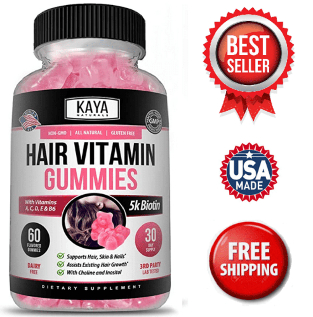 Hair, Skin & Nail Gummies, Stronger Faster Growth, Compare to Sugar Bear Hair, 60 Gummy