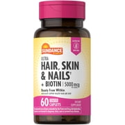 Hair, Skin, Nails Complex With Biotin 5000mcg | 60 Coated Caplets | by Sundance