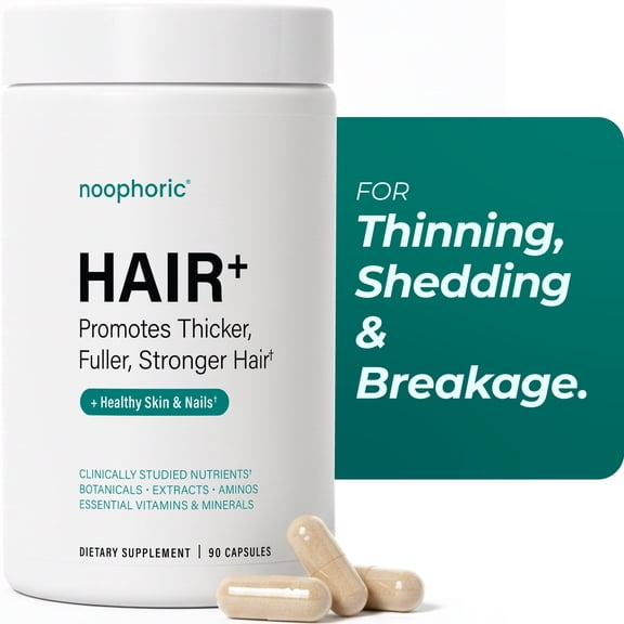 Noophoric Hair Growth Vitamins for Women & Men with Biotin, Saw Palmetto, Green Tea, 90 Capsules