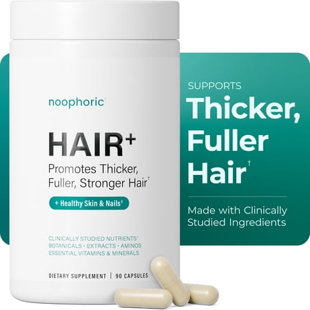 Noophoric Hair Vitamins for Women & Men - Hair Growth Supplement with Biotin, Saw Palmetto & Amino Acids, Skin & Nail Support, 90 Capsules