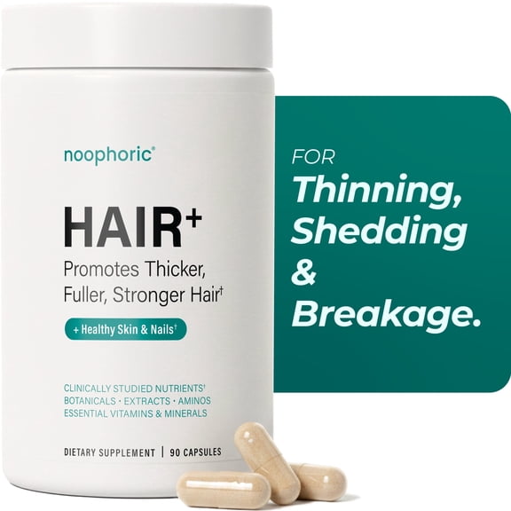 Noophoric Hair Vitamins for Women & Men Hair Growth Supplement for Hair Skin and Nails with Biotin, Saw Palmetto & Amino Acids, 90 Capsules